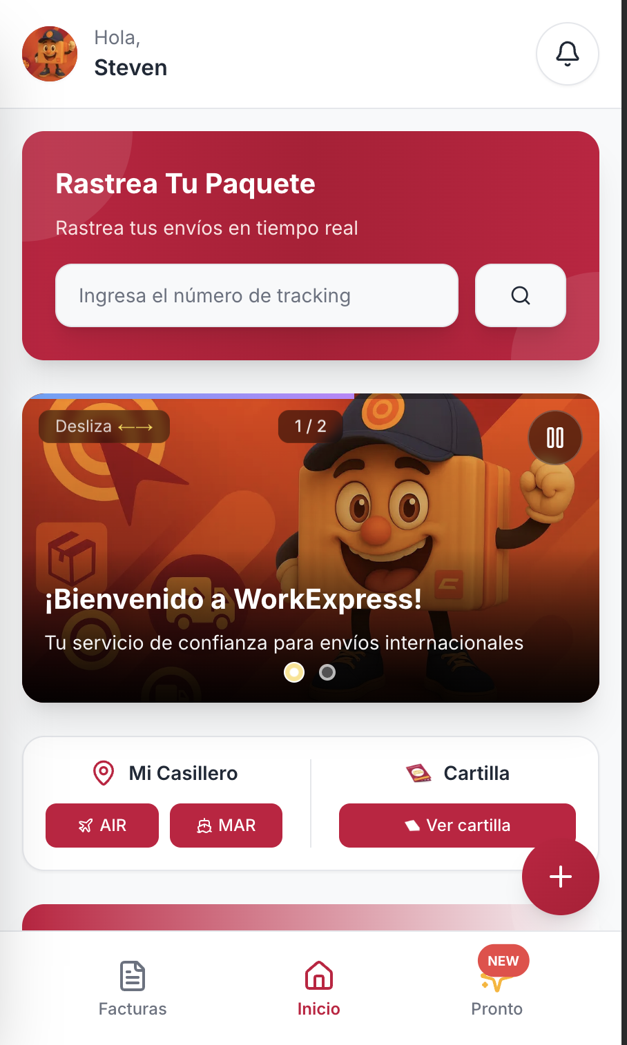 WorkExpress App - Pantalla de bienvenida